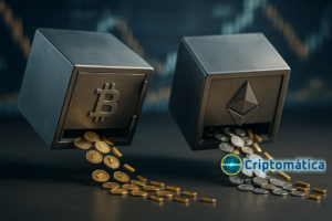 ETF de criptomonedas pierden 610,7 millones y Ethereum supera a Bitcoin en salidas